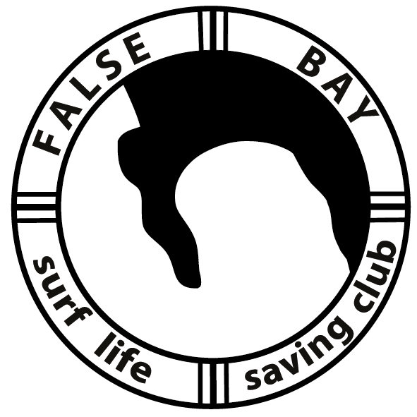 Black and White False Bay Lifesaving logo, used mainly for screen print-branding onto clothing.